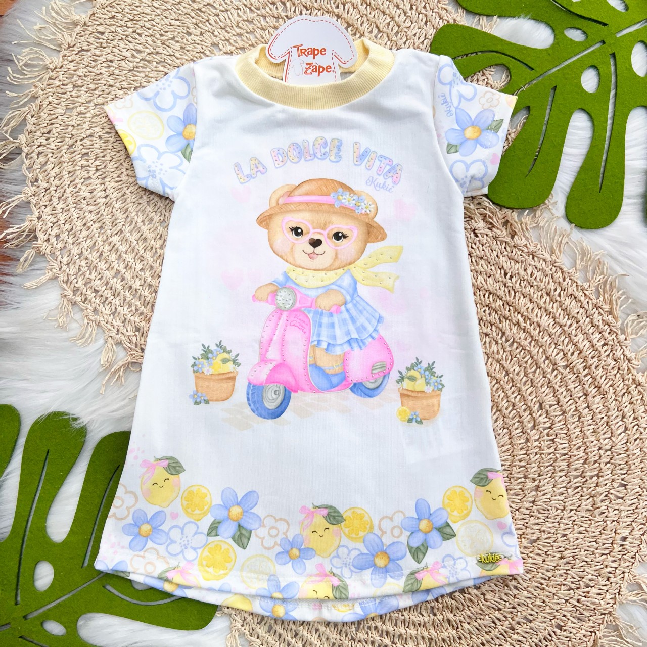 Vestido La Dolce Vita - Areia e Amarelo